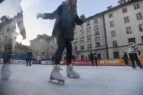 ice rink, skating, people, weather, winter, daily life, Prague
