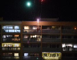 New Year's Eve celebration in the panel housing estate Jizni Mesto (South Town) in Prague