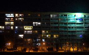 New Year's Eve celebration in the panel housing estate Jizni Mesto (South Town) in Prague