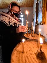 orthodox Christmas liturgy, online, church in Jezdovice, mass