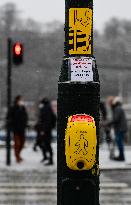 contactless pedestrian sensor at the pedestrian crossing due against COVID-19
