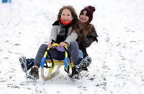 children sledding, child, sled