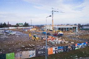 Pruhonice, roadhouse, pull-up, petrol station, building site, construction