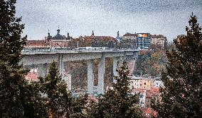 Nusle bridge, cars, Prague