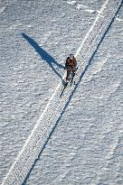 cross-country skier, skiing, snow