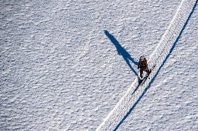 cross-country skier, skiing, snow