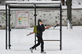 Prague, winter, snow, weather, people