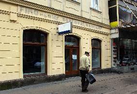 Closed shops in city center of Prague, bankruptcy crisis
