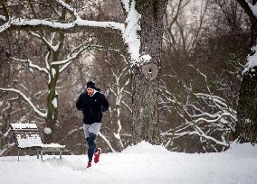 Prague, winter, snow, weather, people