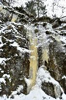 rock, ice, icicles, weather, winter, snow