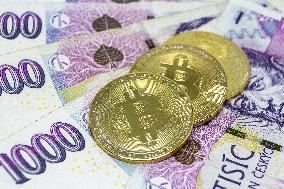 Bitcoin, czech crowns, money,  1000