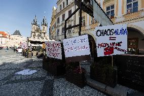 Protest event staged by Chcipl PES anti-lockdown group took place at Old Town Square