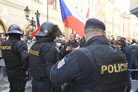 Protest event staged by Chcipl PES anti-lockdown group took place at Old Town Square