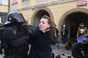 Protest event staged by Chcipl PES anti-lockdown group took place at Old Town Square