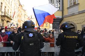 Protest event staged by Chcipl PES anti-lockdown group took place at Old Town Square