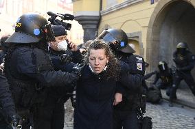 Protest event staged by Chcipl PES anti-lockdown group took place at Old Town Square