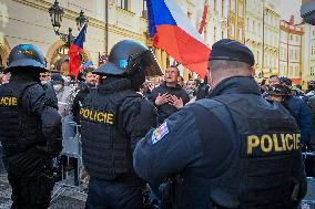 Protest event staged by Chcipl PES anti-lockdown group took place at Old Town Square