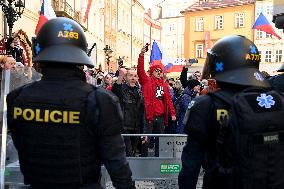 Protest event staged by Chcipl PES anti-lockdown group took place at Old Town Square