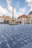 Old Town Square, Prague, memorial, little white cross, victims, coronavirus, covid-19