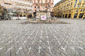 nam. Svobody Square (Freedom Square), memorial, little white cross, victims, coronavirus, covid-19