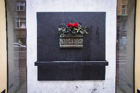 The Velvet Revolution memorial, Narodni Street, rose, tulip