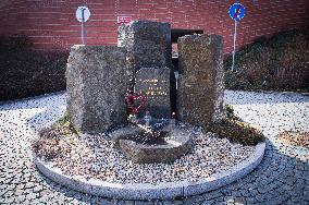Memorial marking the place of Vaclav Moravek's death