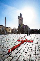 Old Town Square, Prague, cross, candles