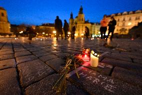 Old Town Square, Prague, memorial, little white cross,