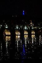 Petrin Lookout Tower in Prague shines blue on occasion of World Autism Awareness Day