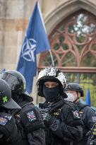 Embassy of the Russian Federation in Prague, protest, demonstration, police