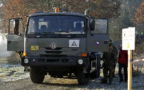 explosion of the ammunition store in Vrbetice, army, soldiers, guard unit
