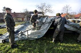 explosion of the ammunition store in Vrbetice, army, soldiers, guard unit