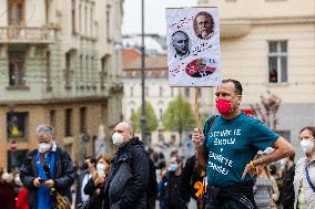 People, demonstrations against pro-Russian stances of President Milos Zeman