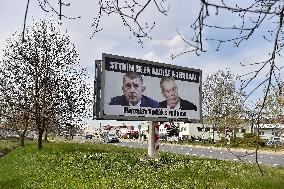 I'm ashamed of Babis and Zeman! billboard, Andrej Babis, Milos Zeman