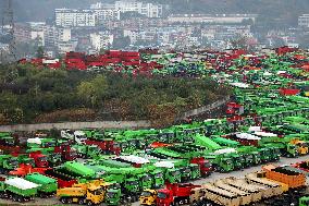 Aerial Dongfeng Commercial Vehicle Parking Lot