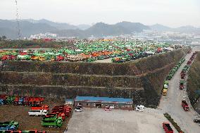 Aerial Dongfeng Commercial Vehicle Parking Lot