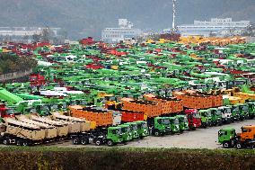 Aerial Dongfeng Commercial Vehicle Parking Lot