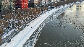 Ice Floes On Songhua River