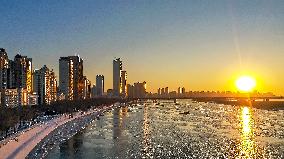 Ice Floes On Songhua River