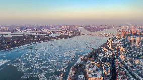 Ice Floes On Songhua River