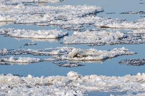 Ice Floes On Songhua River