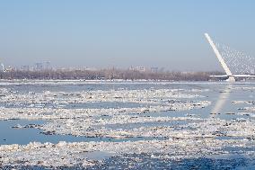 Ice Floes On Songhua River