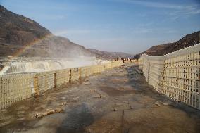 Ice Hanging Rainbow At Hukou Waterfall of Yellow River