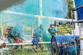 Armed Police Officers And Soldiers Conducted Emergency Drill