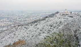 Snow-covered Zijin Mountain in Nanjing