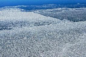 Aerial View The Fozen Selimu Lake