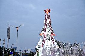 Christmas Tree Built With Cans