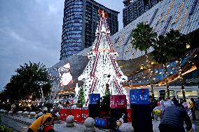 Christmas Tree Built With Cans