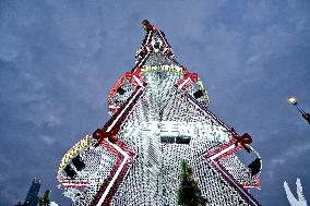 Christmas Tree Built With Cans