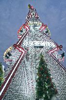 Christmas Tree Built With Cans